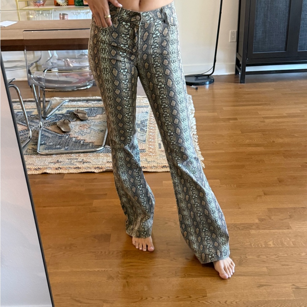 BDG Reptile Patterned Pants in Brown and Tan